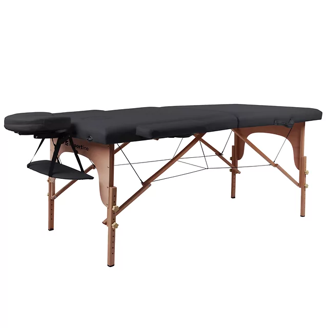 Massageliege inSPORTline Orashi 186x60x62,5-85,5 cm 2-teilig aus Holz - schwarz