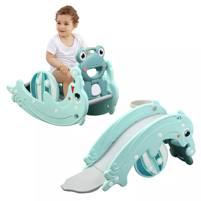 Kinderrutsche und Schaukel 3in1 inSPORTline Frofino - orange - mint