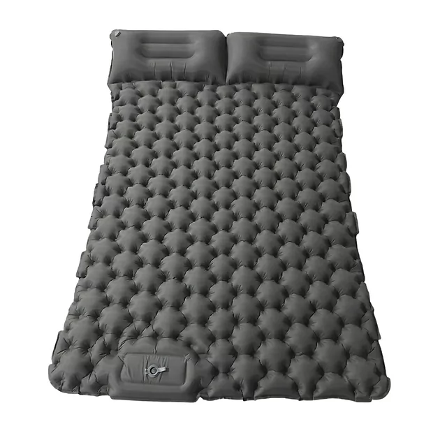 Doppel-Luftmatratze mit integrierter Pumpe inSPORTline Faustea 192x125x8 cm - blau - grau