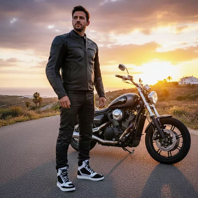 W-TEC Bastige Motorradstiefel - schwarz-weiß