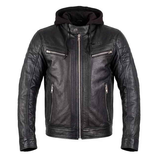 W-TEC Murayo Leder-Motorradjacke - schwarz - schwarz