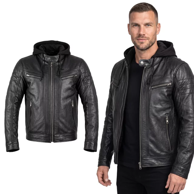 W-TEC Murayo II Leder-Motorradjacke - schwarz - schwarz