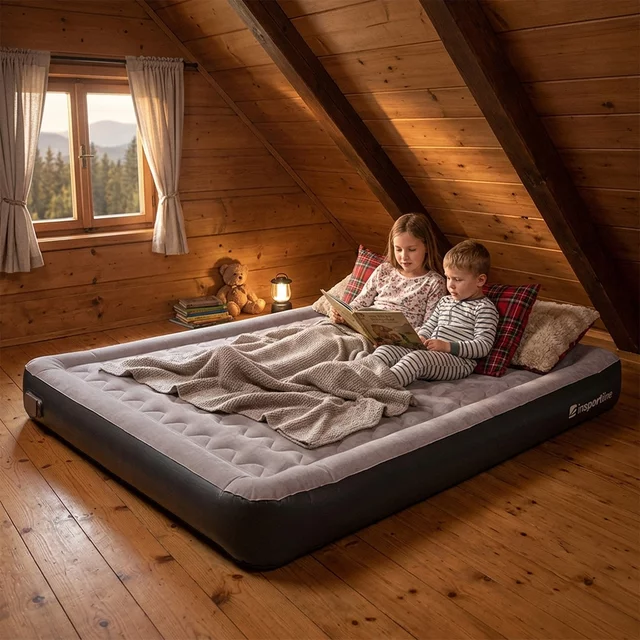 inSPORTline Valkon Duo Doppel-Luftmatratze 192 x 151 x 22 cm mit integrierter elektrischer Pumpe