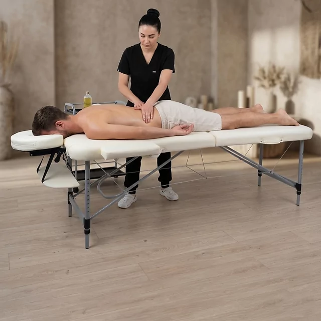 Massageliege inSPORTline Morrani 186x60x62,5-85,5 cm 2-teilig Aluminium - schwarz