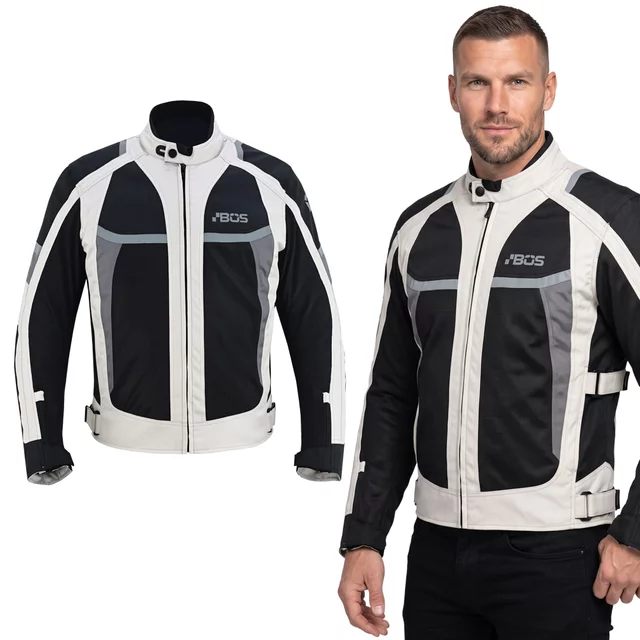 Herren-Sommer-Motojacke BOS Libera - schwarz - Grau