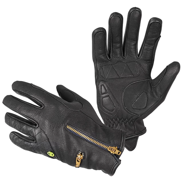 W-TEC Perchta Damen Leder Motorradhandschuhe - schwarz - schwarz