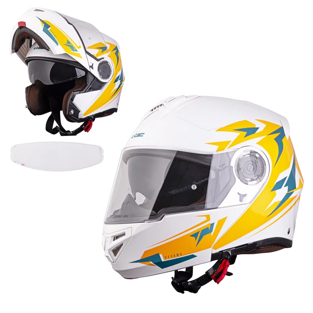 W-TEC Vexamo PI Graphic Klapphelm mit Pinlock® - White Graphic - White Graphic