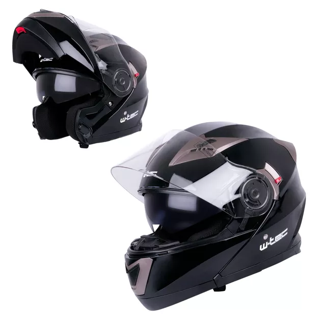W-TEC Pezzon aufklappbarer Motorradhelm - bílo-bronzová - černo-bronzová
