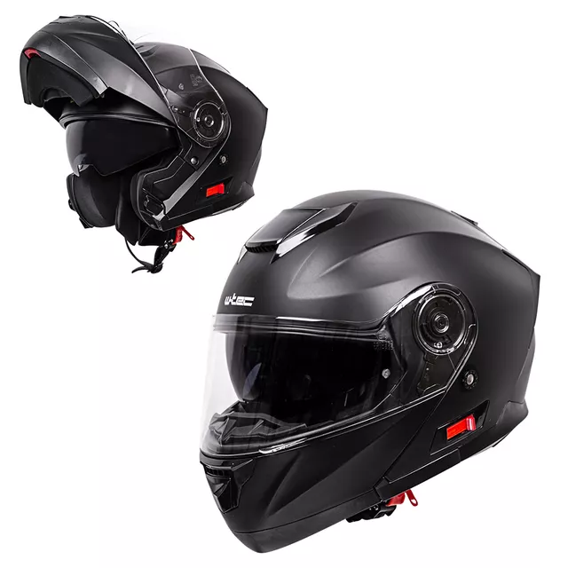 W-TEC Cullo aufklappbarer Motorradhelm - schwarz matt - schwarz matt