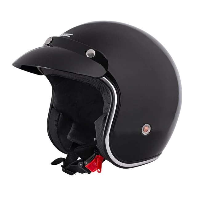 W-TEC YM-629 Motorradhelm mit Ageless Brille - schwarz glänzend