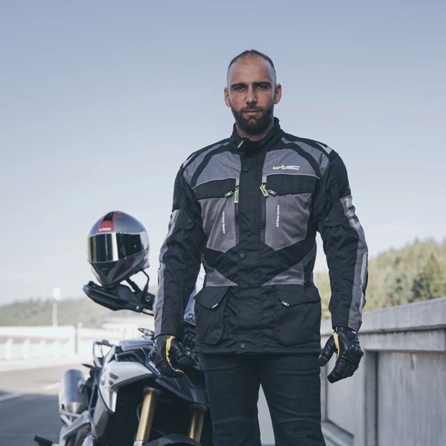 W-TEC Burdys Evo Herren-Motorradjacke - schwarz-grau-grün