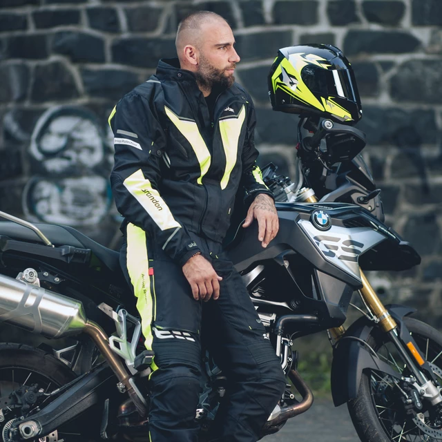 W-TEC Brandon Herren Motorradjacke - schwarz-fluo gelb