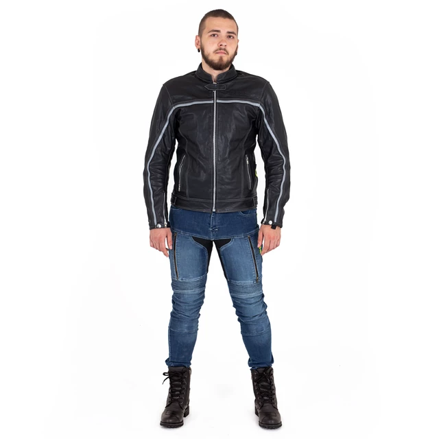 W-TEC Mathal Leder Motorradjacke - schwarz