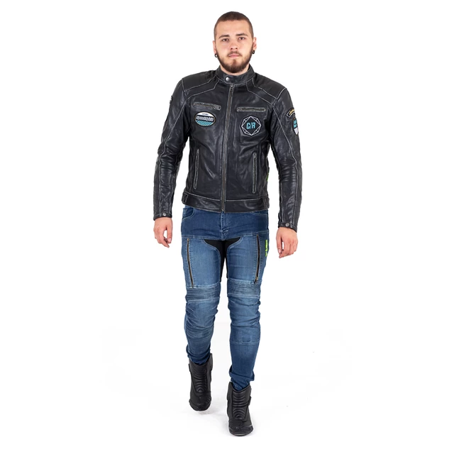 W-TEC Losial Leder Motorradjacke - schwarz