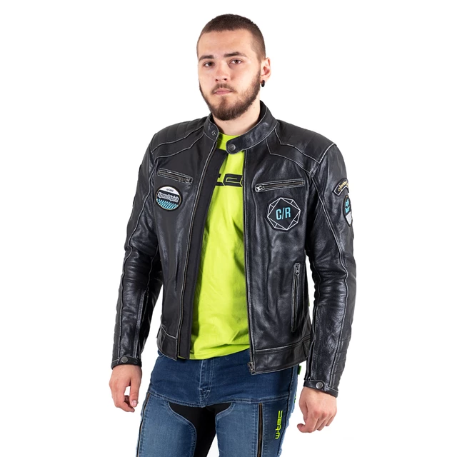 W-TEC Losial Leder Motorradjacke - schwarz