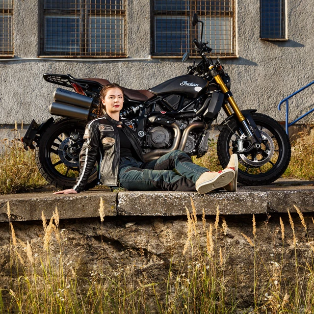 W-TEC SmokinJoe Motorradstiefel - beige mit rotem Streifen