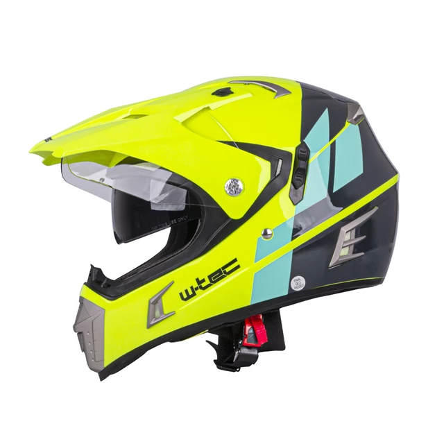 Motorradhelm W-TEC Dualsport - Fluo Gelb-Blau