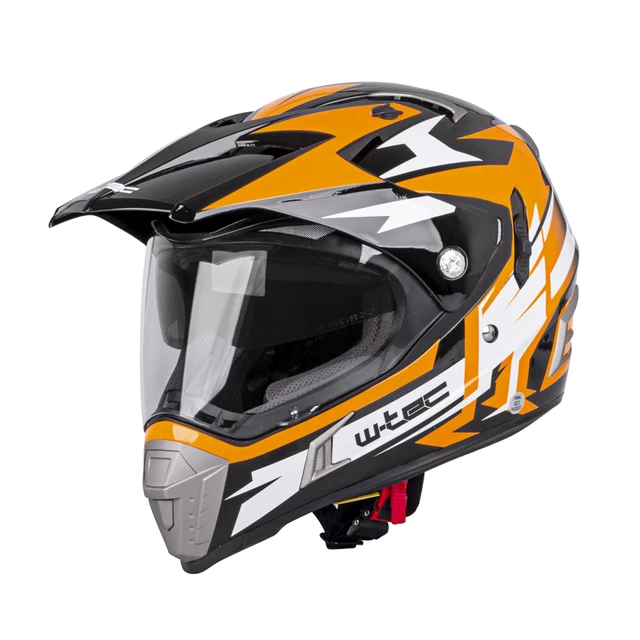Motorradhelm W-TEC Dualsport - Fluo Gelb-Blau - Black-Fluo Orange