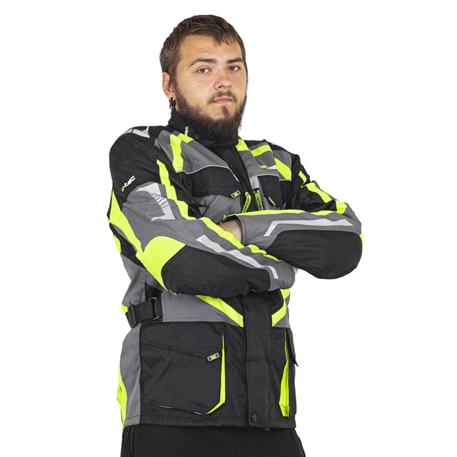 W-TEC Burdys Evo Herren-Motorradjacke - schwarz-grau-grün