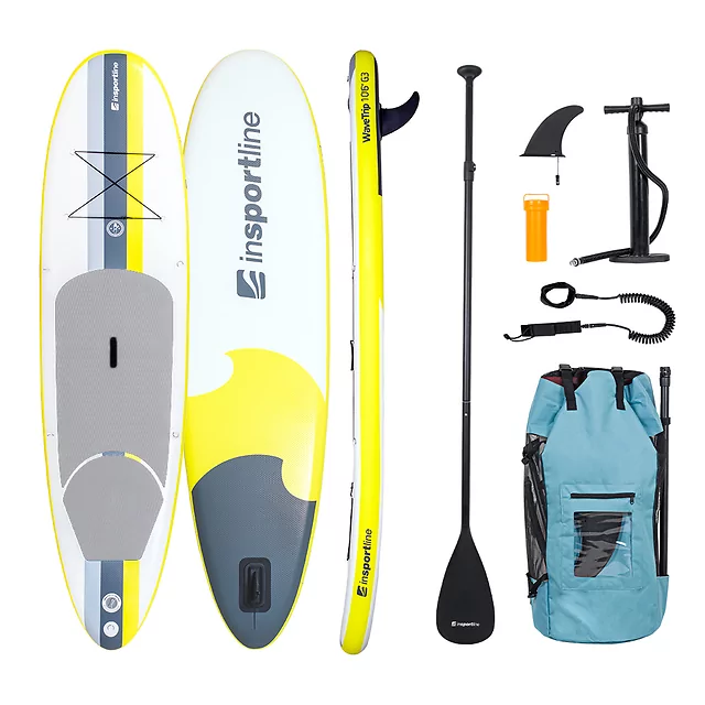 Paddleboard mit Zubehör inSPORTline WaveTrip 10'6" G3 - gelb - gelb
