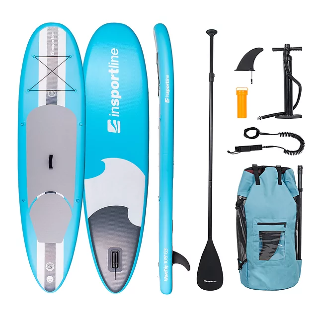 Paddleboard mit Zubehör inSPORTline WaveTrip 10'6" G3 - gelb - blau