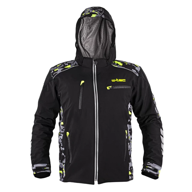 W-TEC Kybero Herren Softshell Motorradjacke - schwarz-fluo - schwarz-fluo