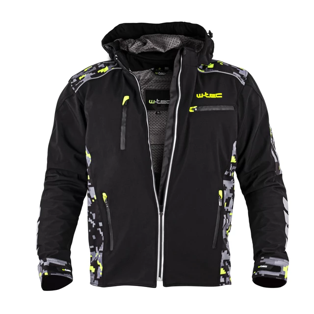 W-TEC Kybero Herren Softshell Motorradjacke - schwarz-fluo
