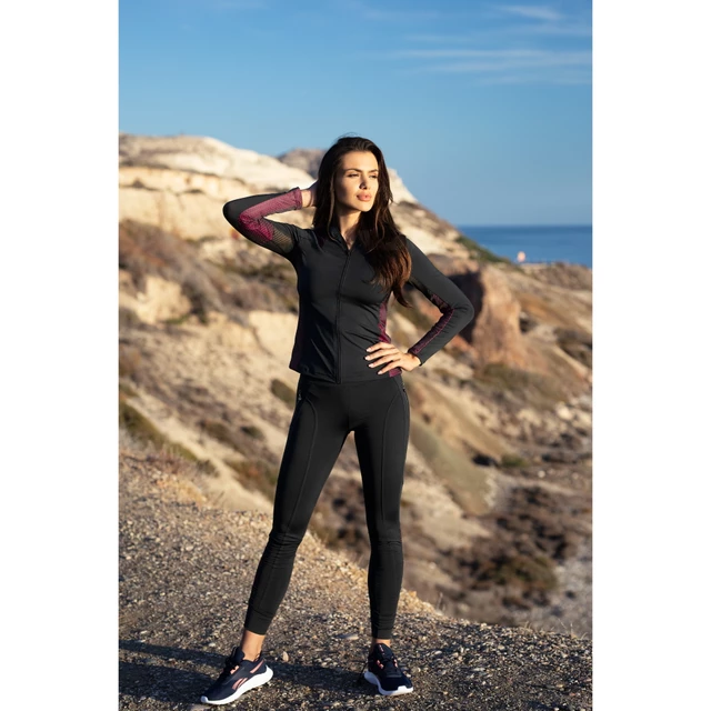 BAS BLACK Inspire Blouse Damen Sport Sweatshirt - schwarz-rosa