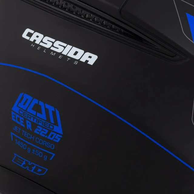 Cassida Jet Tech RoxoR Motorradhelm schwarz matt/blau/grau/weiß - L(59-60)