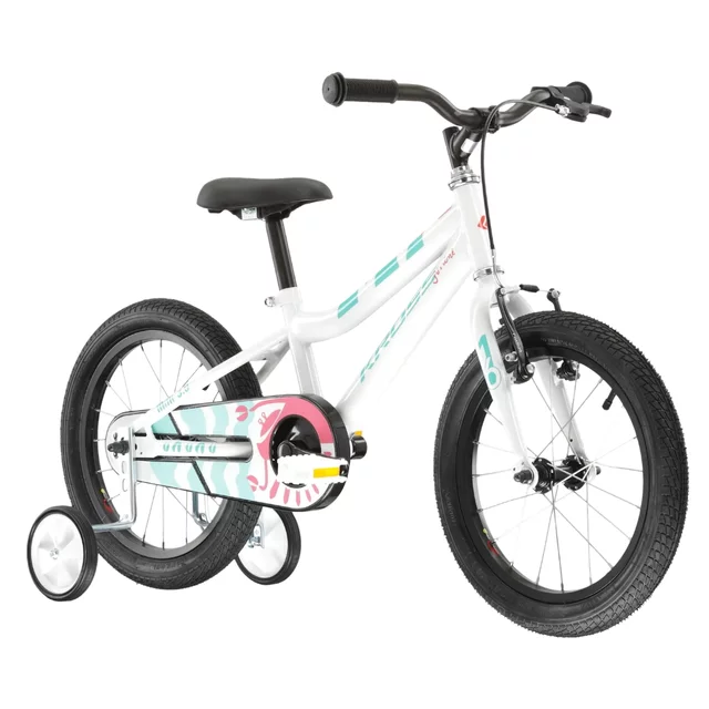 Kinderfahrrad Kross Mini 3.0 16" - Modell 2025 - bílá / seledynová / korálová / lesk - bílá / seledynová / korálová / lesk