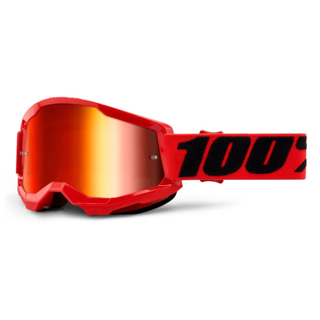 100% Strata 2 Mirror Motocross-Brille - Summit türkisrotes, spiegelsilbernes Plexiglas - rot, spiegelrotes plexi