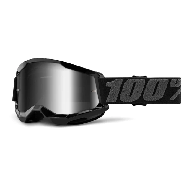 100% Strata 2 Mirror Motocross-Brille - Summit türkisrotes, spiegelsilbernes Plexiglas - schwarz, spiegelsilbernes plexi