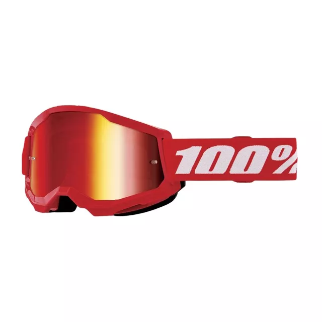 100% Strata 2 Youth Mirror Motocross-Schutzbrille für Kinder - červená, červené plexi
