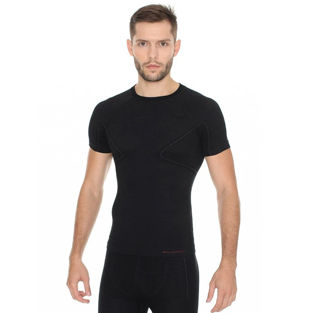 Brubeck Active Wool T-Shirt mit kurzen Ärmeln für Männer - schwarz
