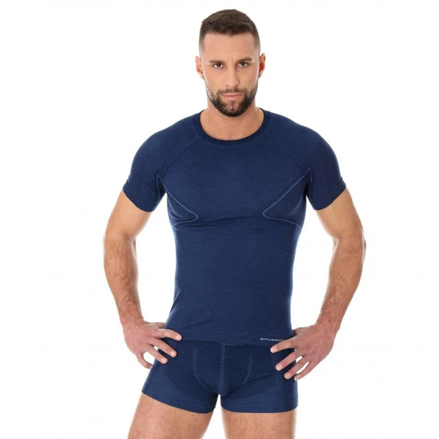 Brubeck Active Wool T-Shirt mit kurzen Ärmeln für Männer - marineblau
