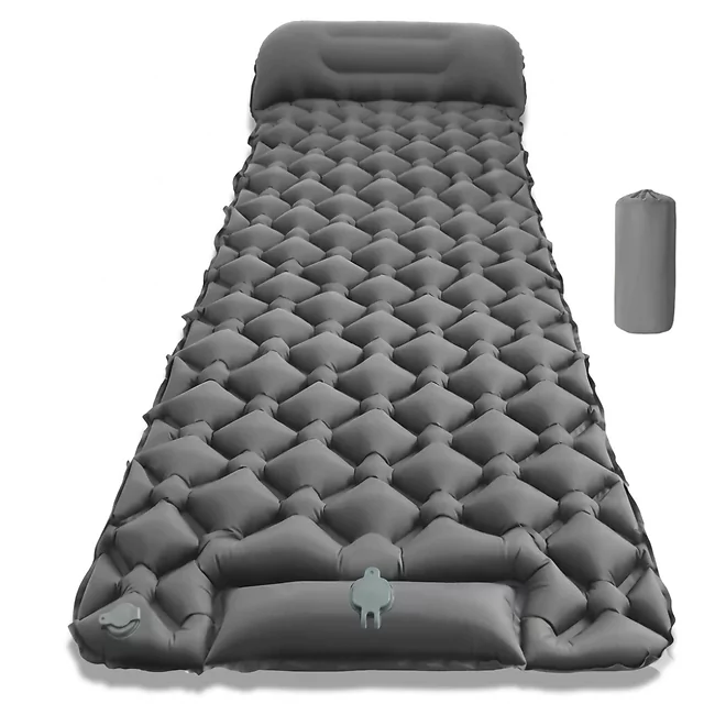 Aufblasbare Isomatte mit integrierter Pumpe inSPORTline Soultea 190x60x6 cm - blau - grau