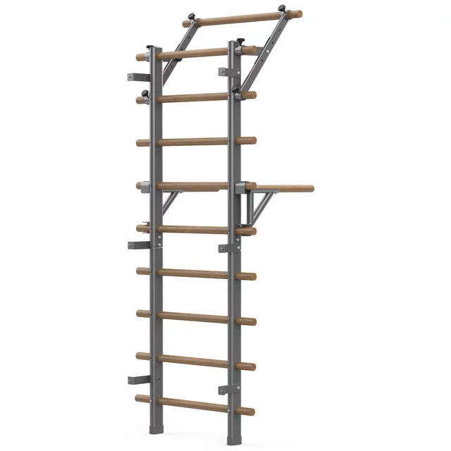 inSPORTline Wootaline Sprossenwand 199 x 80 cm mit Reck und Barren, grau