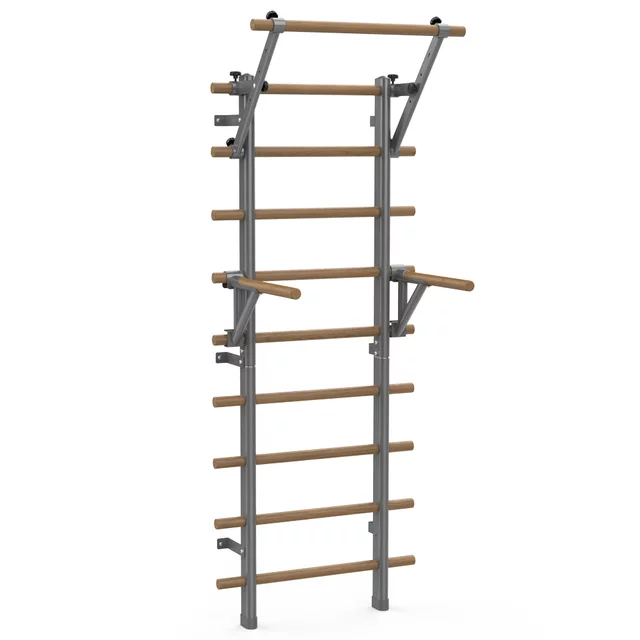 inSPORTline Wootaline Sprossenwand 199 x 80 cm mit Reck und Barren, grau