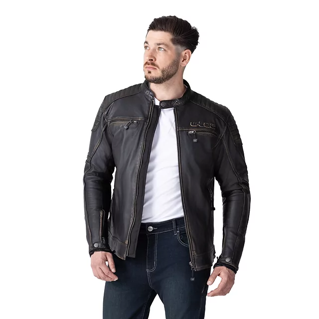 W-TEC Mungelli EVO Motorrad-Lederjacke - vintage černo-hnědá