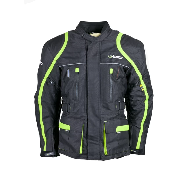 Lange Herren Motorsportjacke W-TEC NF-2205 - schwarz-grün - schwarz-grün