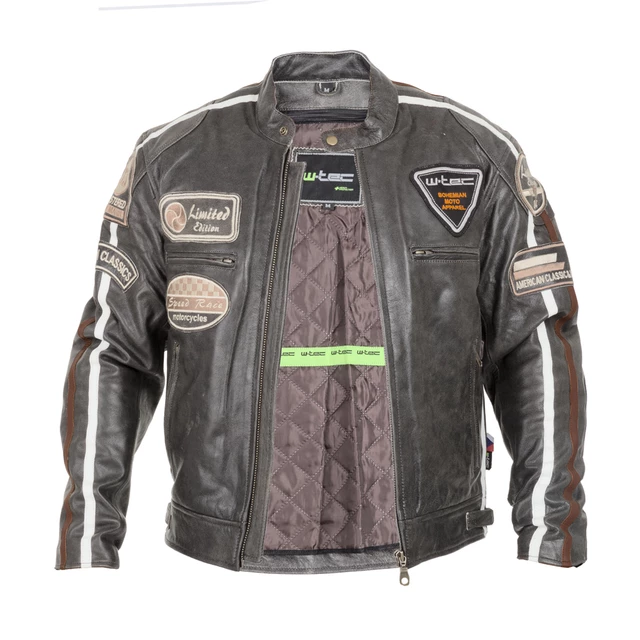 W-TEC Buffalo Cracker Herren-Leder-Motorradjacke - brown-grau
