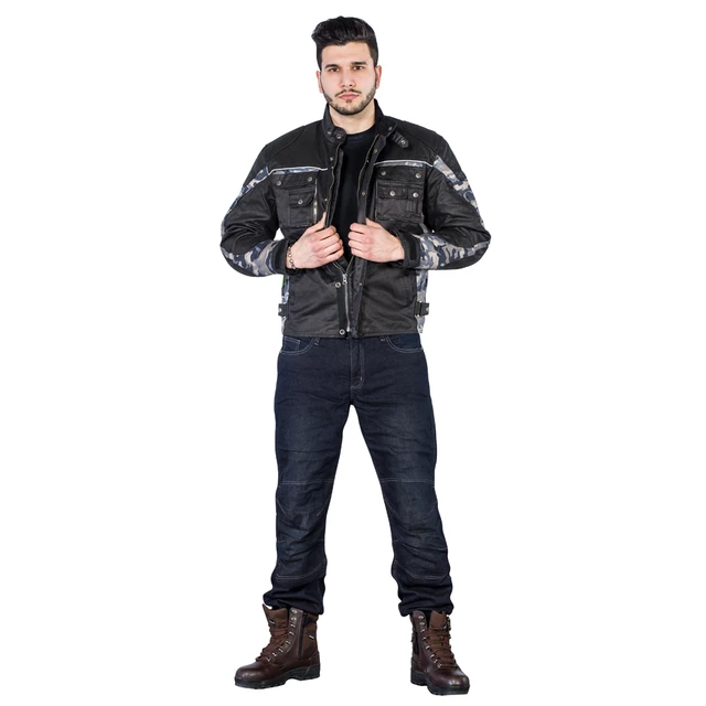 W-TEC Pawted Motorradjeans mit wasserdichter Membran - dunkelblau