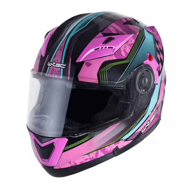 W-TEC Pezzon Magenta aufklappbarer Motorradhelm - rosa-schwarz