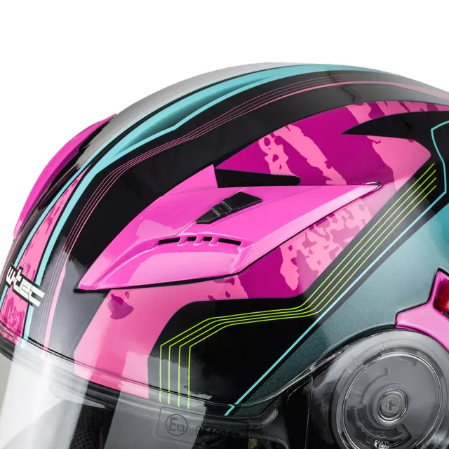 W-TEC Pezzon Magenta aufklappbarer Motorradhelm - rosa-schwarz