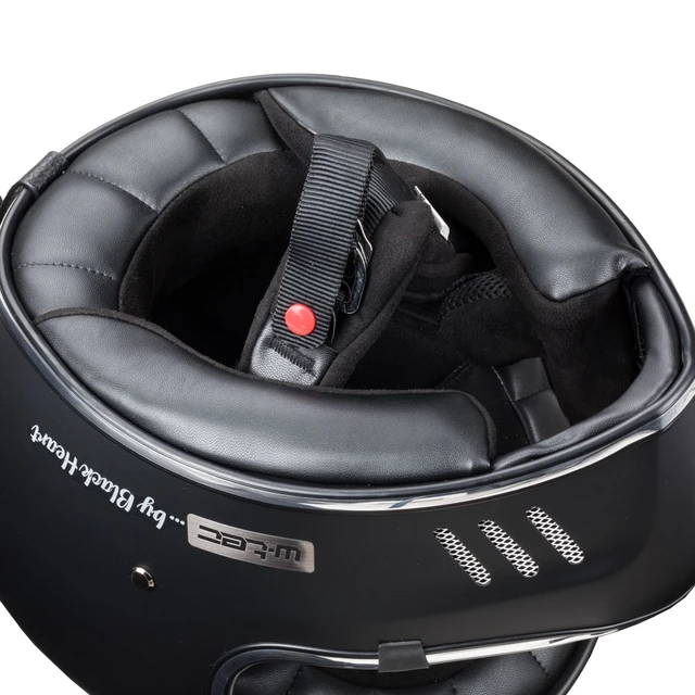 W-TEC Black Heart Retron Motorradhelm mit Chesster Goggles - Einfaches Schwarz