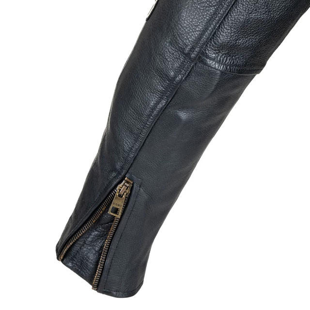 W-TEC Makso Herren Lederjacke - schwarz mit Patches