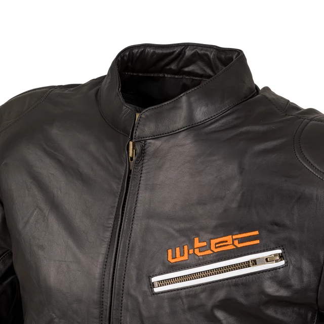W-TEC Brenerro Leder Motorradjacke - Black-Orange-White