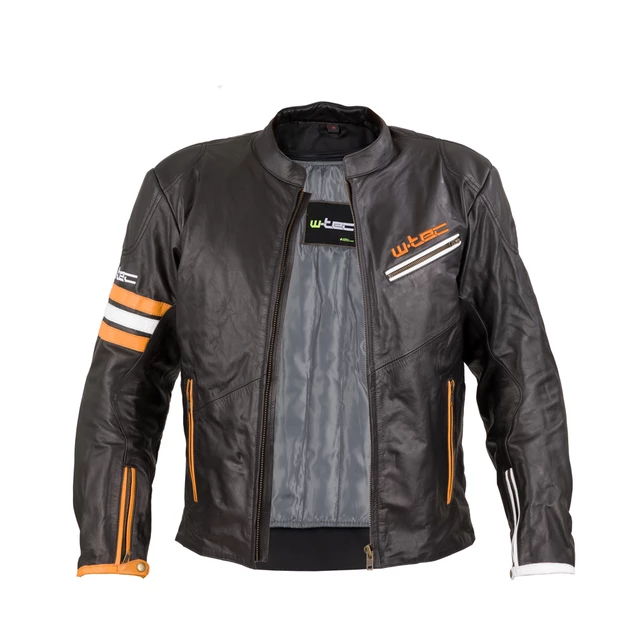 W-TEC Brenerro Leder Motorradjacke - Black-Orange-White