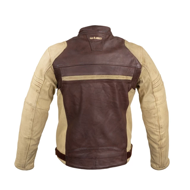 W-TEC Retro Herren-Motorradjacke aus Leder - schwarz-braun-beige