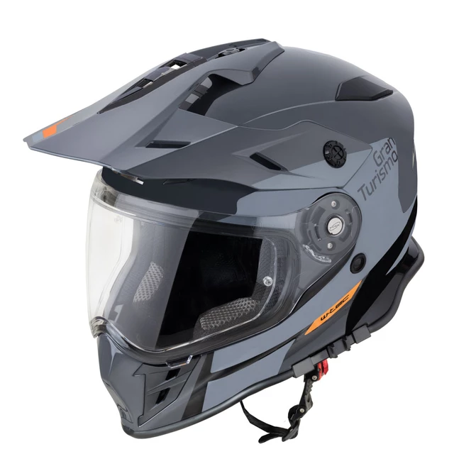 Motoradhelm W-TEC V331 PR Graphic - Khaki-Grau - Schattiges Grau